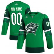 Maglia Hockey Columbus Blue Jackets 2023 St. Patrick's Day Autentico Personalizzate Verde