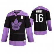 Maglia Hockey Toronto Maple Leafs Mitch Marner 2019 Fights Cancer Nero