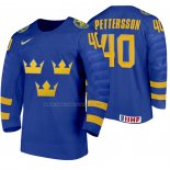 Maglia Hockey Suecia Elias Pettersson Away 2020 Iihf World Junior Championships Blu