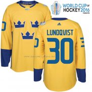 Maglia Hockey Suecia Henrik Lundqvist Premier 2016 World Cup Giallo