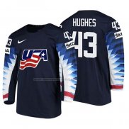 Maglia Hockey USA Quinn Hughes 2018 Iihf World Championship Giocatore Nero