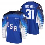 Maglia Hockey USA Brandon Maxwell 2018 Olympic Blu2