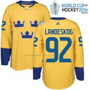 Maglia Hockey Suecia Gabriel Landeskog Premier 2016 World Cup Giallo