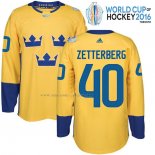 Maglia Hockey Suecia Henrik Zetterberg Premier 2016 World Cup Giallo