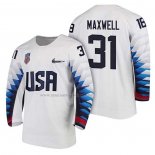 Maglia Hockey USA Brandon Maxwell 2018 Olympic Bianco