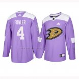 Maglia Hockey Anaheim Ducks Cam Fowler 2018 Fights Cancer Viola