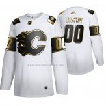 Maglia Hockey Calgary Flames Personalizzate Golden Edition Limited Bianco