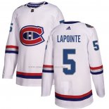 Maglia Hockey Montreal Canadiens Guy Lapointe Autentico 2017 100 Classic Bianco
