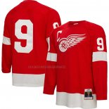 Maglia Hockey Detroit Red Wings Gordie Howe Mitchell & Ness Big & Tall 1960 Captain Patch Blue Line Rosso