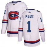 Maglia Hockey Montreal Canadiens Jacques Plante Autentico 2017 100 Classic Bianco
