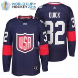 Maglia Hockey USA Jonathan Quick Premier 2016 World Cup Blu