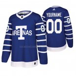 Maglia Hockey Toronto Maple Leafs Personalizzate Throwback Autentico Pro Blu