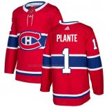 Maglia Hockey Montreal Canadiens Jacques Plante Home Autentico Rosso