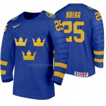 Maglia Hockey Suecia Linus Oberg Away 2020 Iihf World Junior Championship Blu