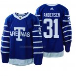 Maglia Hockey Toronto Maple Leafs Frederik Andersen 1918 Arenas Throwback Blu