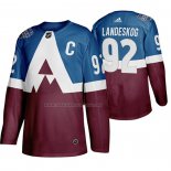 Maglia Hockey Colorado Avalanche Gabriel Landeskog 2020 Stadium Series Blu