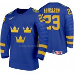 Maglia Hockey Suecia Albin Eriksson Away 2020 Iihf World Junior Championship Blu