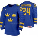 Maglia Hockey Suecia Hugo Gustafsson Away 2020 Iihf World Junior Championship Blu