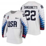 Maglia Hockey USA Bobby Sanguinetti 2018 Olympic Bianco