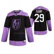 Maglia Hockey Vegas Golden Knights Marc Andre Fleury 2019 Fights Cancer Nero
