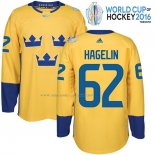 Maglia Hockey Suecia Carl Hagelin Premier 2016 World Cup Giallo