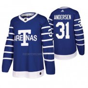 Maglia Hockey Toronto Maple Leafs Frederik Andersen Throwback Autentico Blu