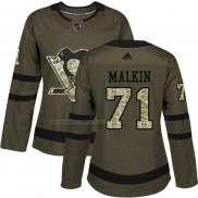 Maglia Hockey Donna Pittsburgh Penguins Evgeni Malkin 2018 Salute To Service Verde Militare