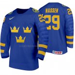 Maglia Hockey Suecia Linus Nassen Away 2020 Iihf World Junior Championship Blu