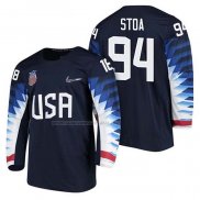 Maglia Hockey USA Ryan Stoa 2018 Olympic Blu