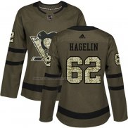 Maglia Hockey Donna Pittsburgh Penguins Carl Hagelin 2018 Salute To Service Verde Militare
