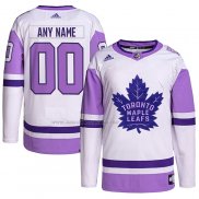 Maglia Hockey Toronto Maple Leafs Personalizzate Fights Cancer Autentico Bianco Viola