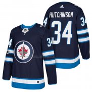 Maglia Hockey Winnipeg Jets Michael Hutchinson Autentico Home 2018 Blu