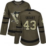 Maglia Hockey Donna Pittsburgh Penguins Conor Sheary 2018 Salute To Service Verde Militare