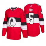 Maglia Hockey Ottawa Senators Cody Ceci 100 Classic Rosso